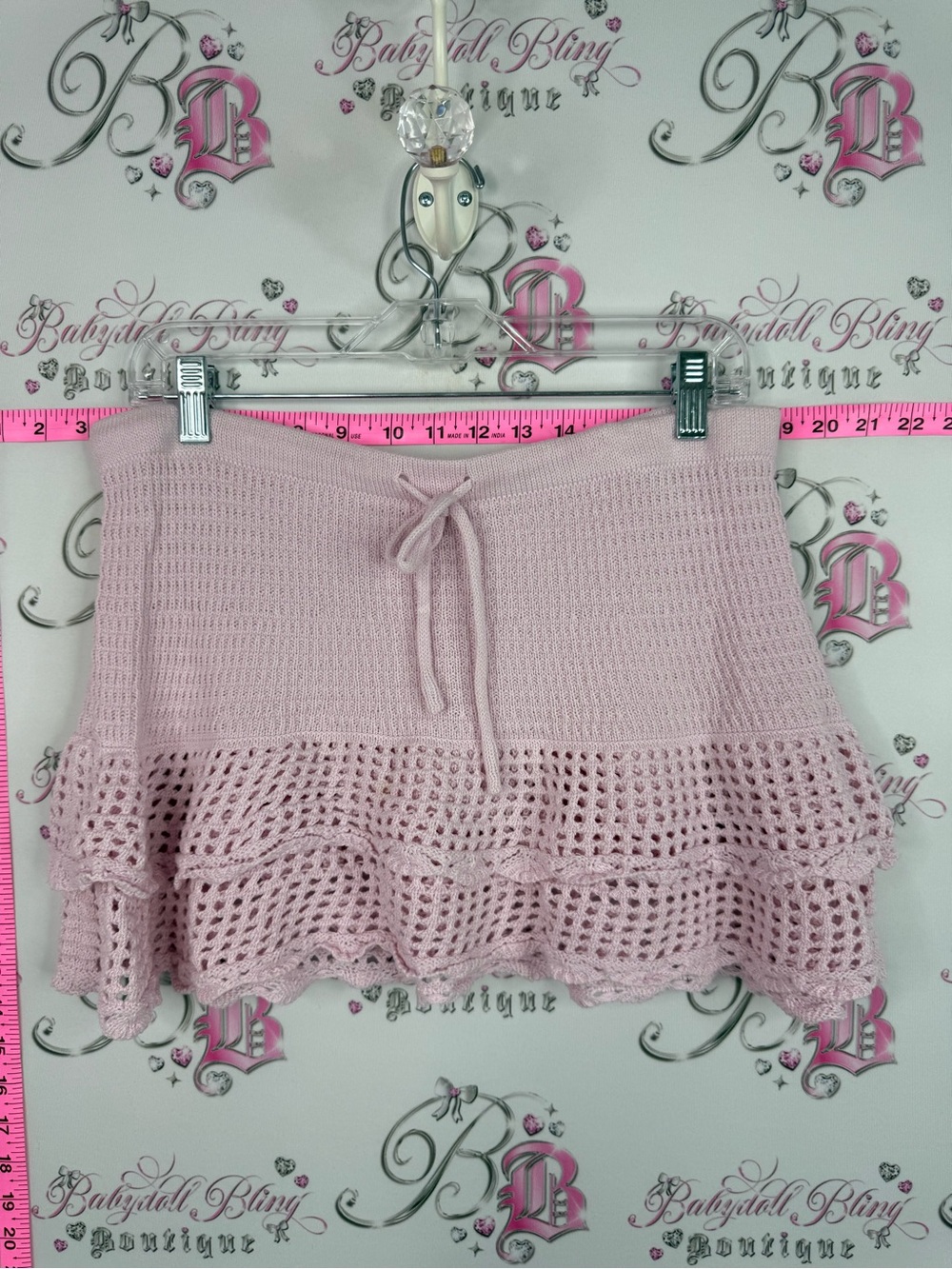 wild fable Light Pink Crochet Ruffle Mini Skirt